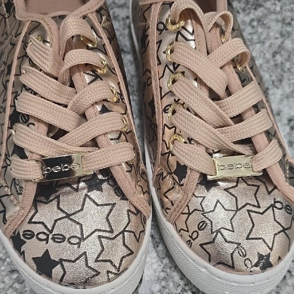 Bebe Gold and Black Star Sneakers